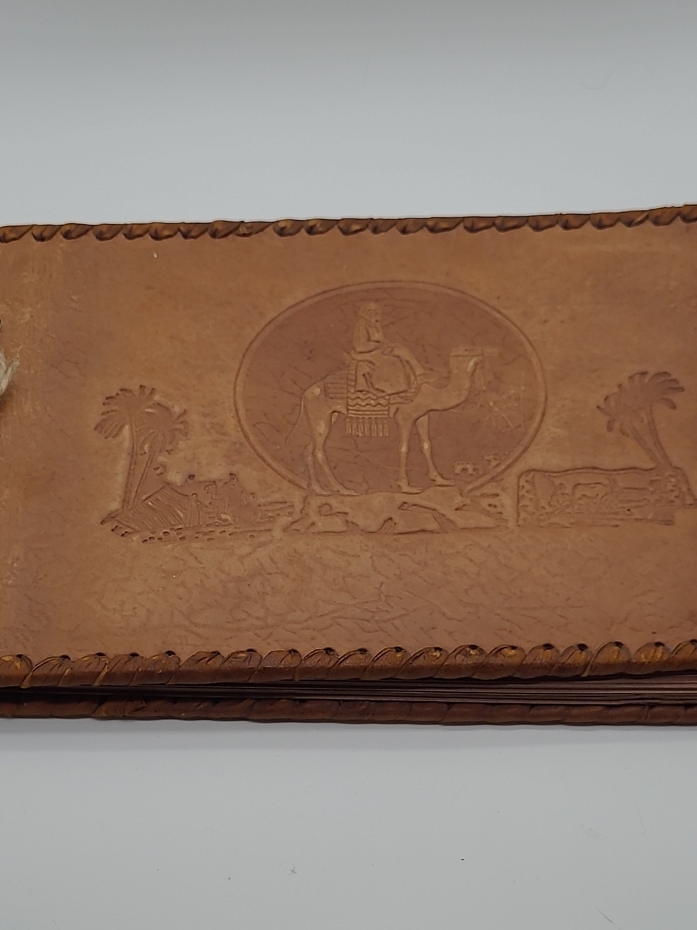 VTG Egyptian Tooled Leather Photo Album Camel Desert Embossed Bohemian